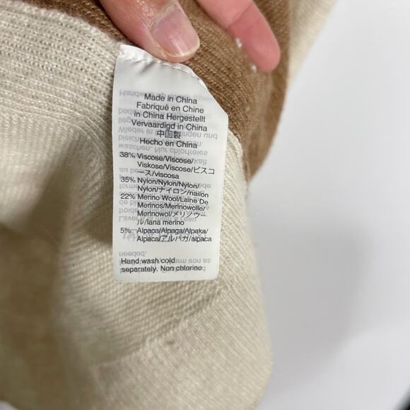 Madewell 2X Cream Tan Kimball Pullover Sweater in Colorblock V Neck Merino Wool - Picture 8 of 10